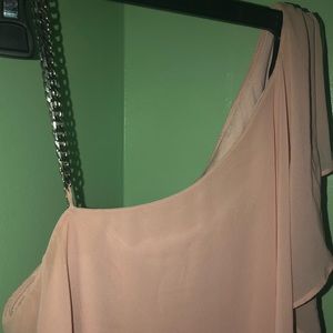 Half shoulder pink dress